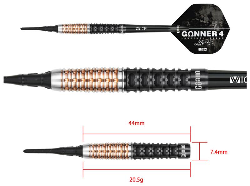 One80 Gunner 4 Signatur Softdart Schwarz-Rosengold 20,5g