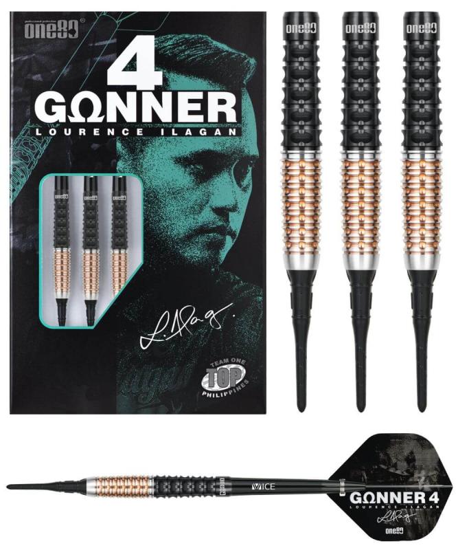 One80 Gunner 4 Signatur Softdart Schwarz-Rosengold 20,5g