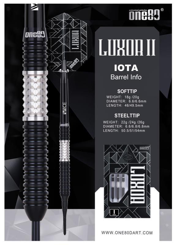 One80 Luxor 2 Iota Steeldart 22-24-26g