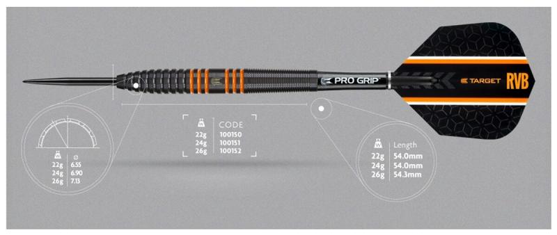 Target Barneveld RVB80 Black Steeldart 22-24-26g Target Barneveld RVB80 Black Steeldart 22-24-26g