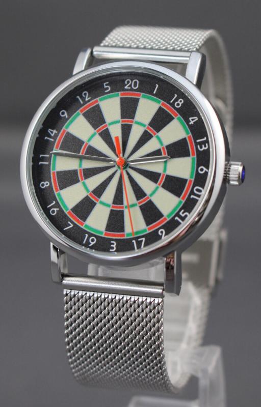 Uhr mit Armband Metall Fein und Dartboard Farbig