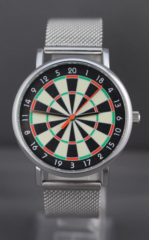 Uhr mit Armband Metall Fein und Dartboard Farbig