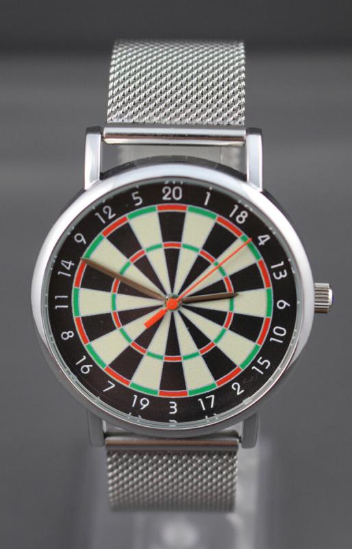 Uhr mit Armband Metall Fein und Dartboard Farbig