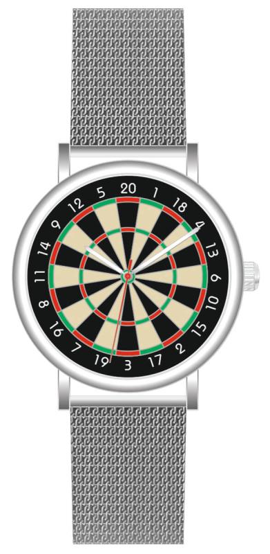 Uhr mit Armband Metall Fein und Dartboard Farbig