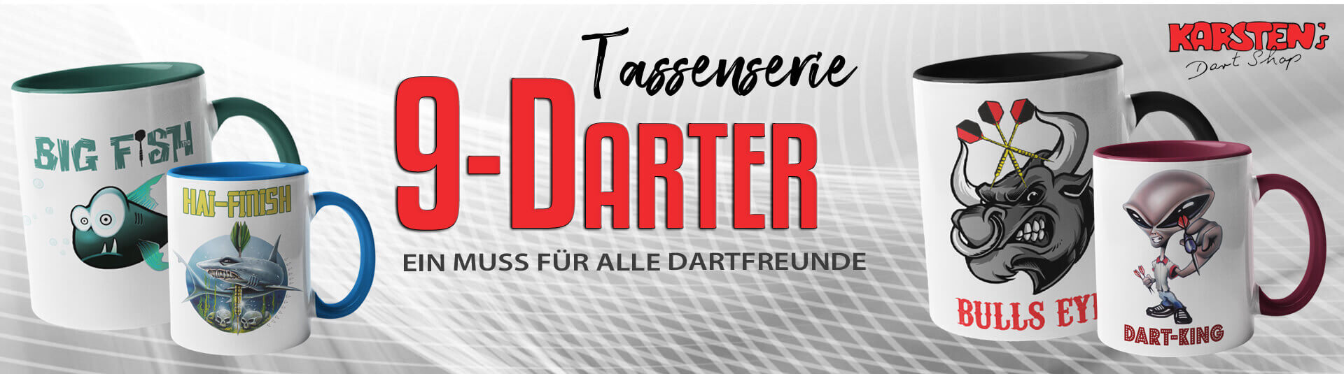 Tassen mit Dartmotiven Bunt