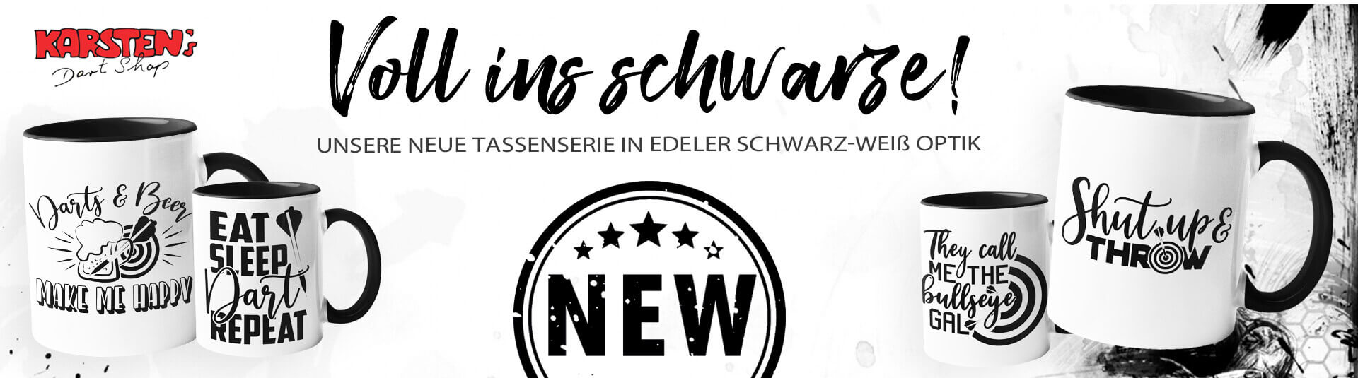 Tassen Becher mit Dartmotiven